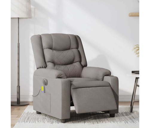 Sillón reclinable de masaje eléctrico tela gris taupe