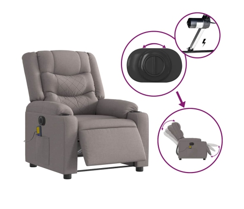 Sillón reclinable de masaje eléctrico tela gris taupe