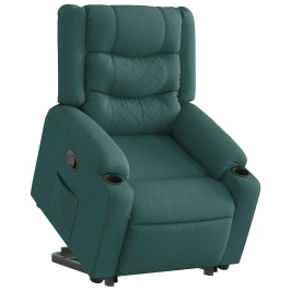 Sillón reclinable elevable tela verde oscuro