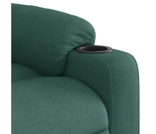 Sillón reclinable elevable tela verde oscuro