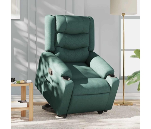 Sillón reclinable elevable tela verde oscuro