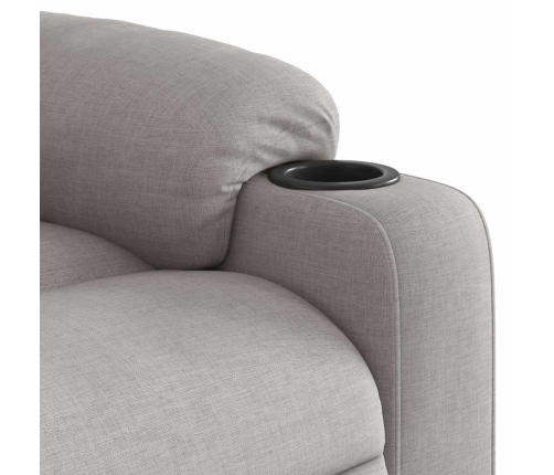 Sillón reclinable elevable de tela gris nube