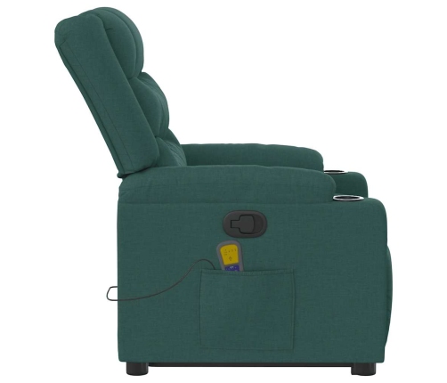 Silla de masaje reclinable de pie de tela verde oscura