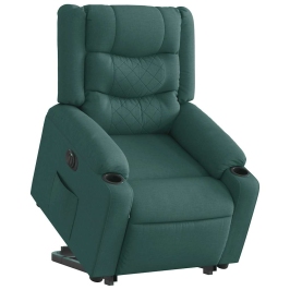 Sillón eléctrico reclinable elevable de tela verde oscuro