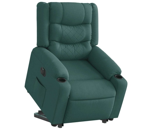 Sillón eléctrico reclinable elevable de tela verde oscuro