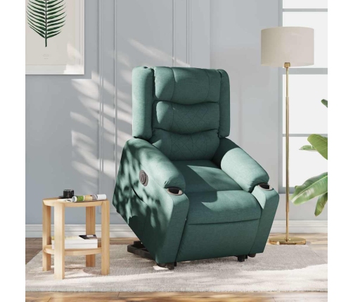 Sillón eléctrico reclinable elevable de tela verde oscuro