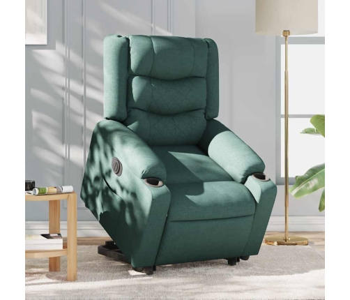 Sillón eléctrico reclinable elevable de tela verde oscuro