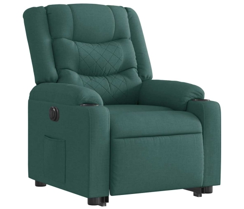 Sillón eléctrico reclinable elevable de tela verde oscuro