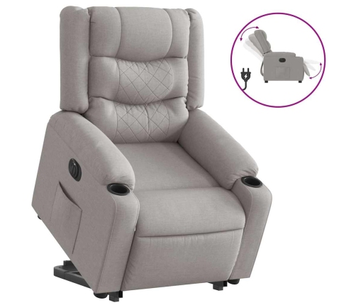 Sillón eléctrico reclinable elevable de tela gris nube