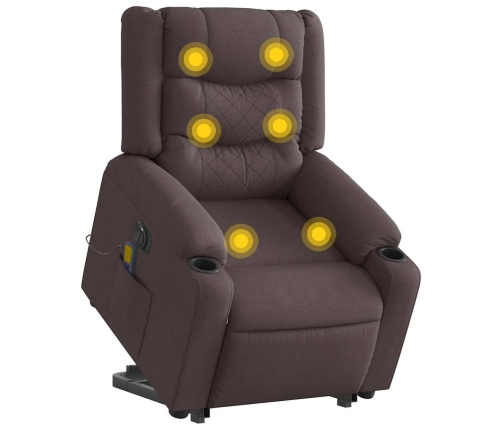 Sillón masaje eléctrico reclinable elevable tela marrón oscuro