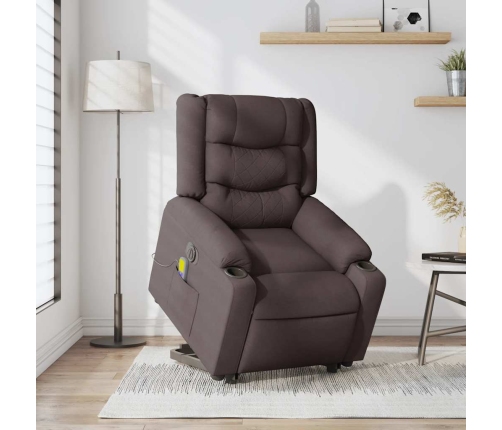 Sillón masaje eléctrico reclinable elevable tela marrón oscuro