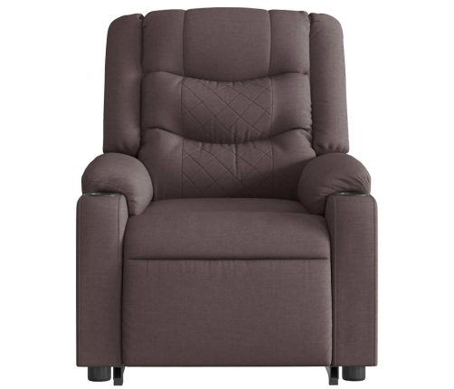 Sillón masaje eléctrico reclinable elevable tela marrón oscuro