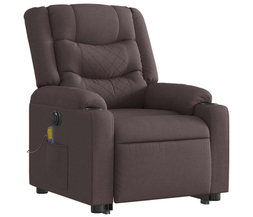 Sillón masaje eléctrico reclinable elevable tela marrón oscuro