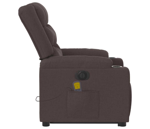 Sillón masaje eléctrico reclinable elevable tela marrón oscuro