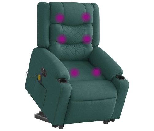 Sillón masaje eléctrico reclinable elevable tela verde oscuro