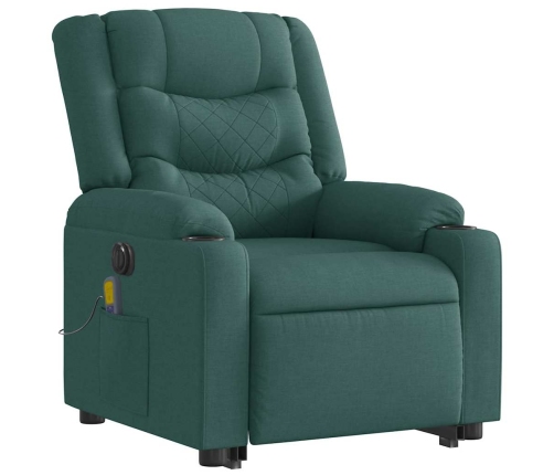 Sillón masaje eléctrico reclinable elevable tela verde oscuro