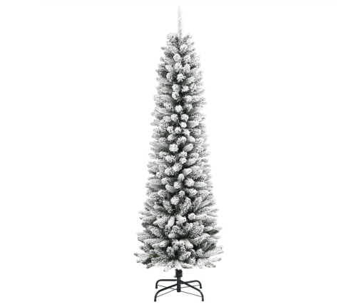 Árbol de Navidad artificial estrecho con nieve PVC y PE 120 cm