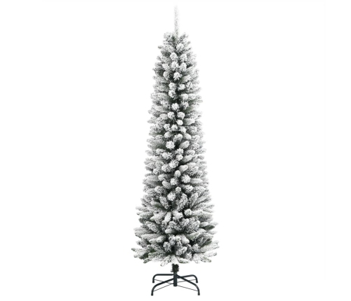 Árbol de Navidad artificial estrecho con nieve PVC y PE 180 cm