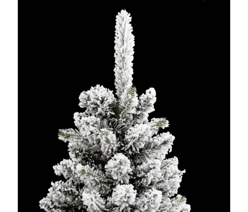 Árbol de Navidad artificial estrecho con nieve PVC y PE 210 cm