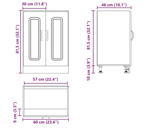 Mueble bajo para fregadero Kalmar negro 60x46x81,5 cm