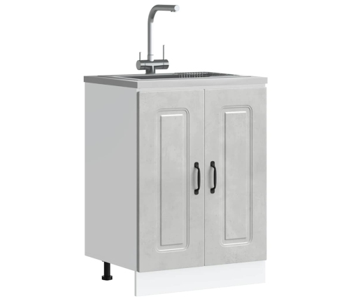 Mueble bajo para fregadero Kalmar gris hormigón 60x46x81,5 cm