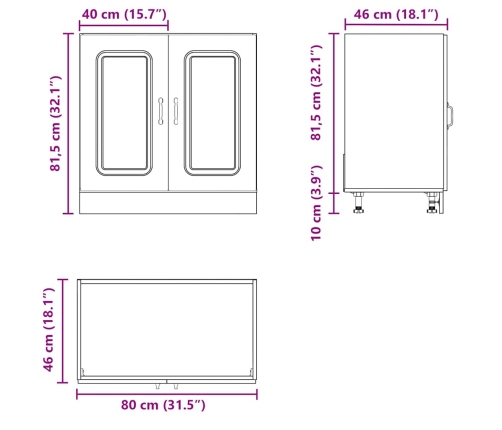 Mueble bajo para fregadero Kalmar negro 80x46x81,5 cm