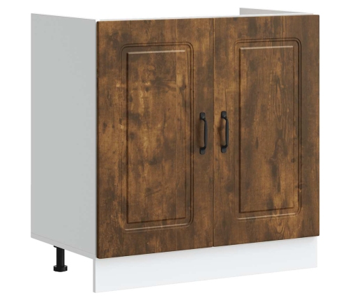 Mueble bajo para fregadero Kalmar roble ahumado 80x46x81,5 cm