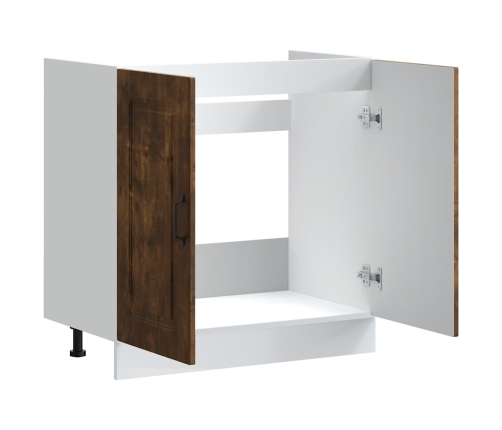 Mueble bajo para fregadero Kalmar roble ahumado 80x46x81,5 cm