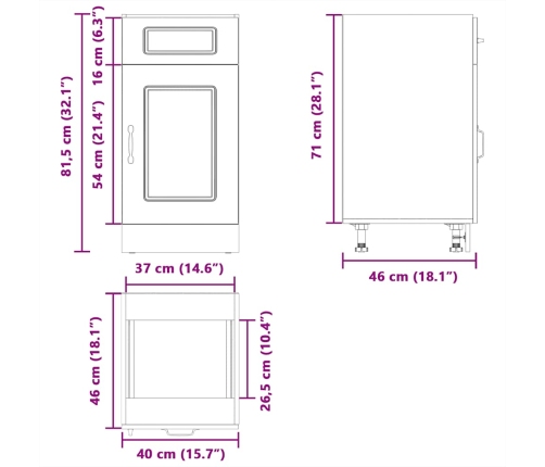 Mueble bajo cocina Kalmar madera ingeniería blanca alto brillo