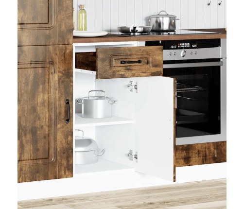 Mueble bajo de cocina Kalmar de madera ingeniería roble ahumado