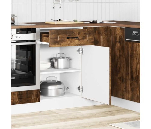 Mueble bajo de cocina Kalmar madera ingeniería de roble ahumado