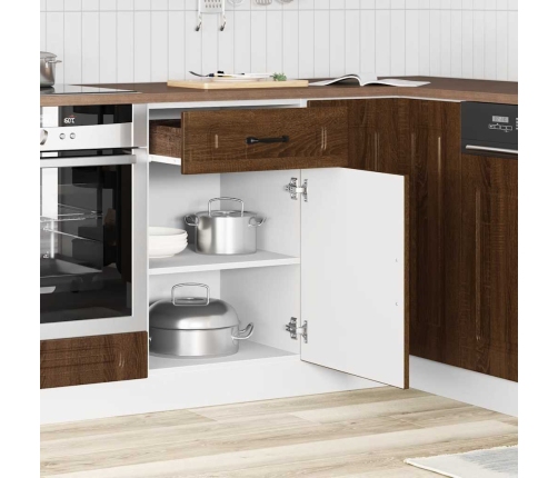 Mueble bajo de cocina Kalmar madera de ingeniería roble marrón