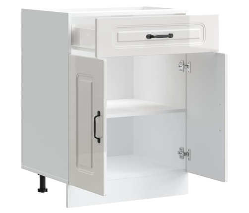 Mueble bajo cocina Kalmar madera ingeniería blanca alto brillo