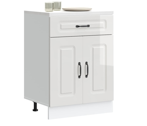 Mueble bajo cocina Kalmar madera ingeniería blanca alto brillo