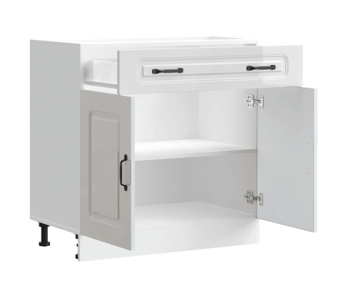 Mueble bajo cocina Kalmar madera ingeniería blanca alto brillo