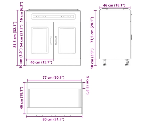 Mueble bajo cocina Kalmar madera ingeniería blanca alto brillo