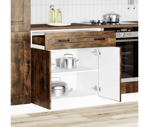 Mueble bajo de cocina Kalmar de madera ingeniería roble ahumado