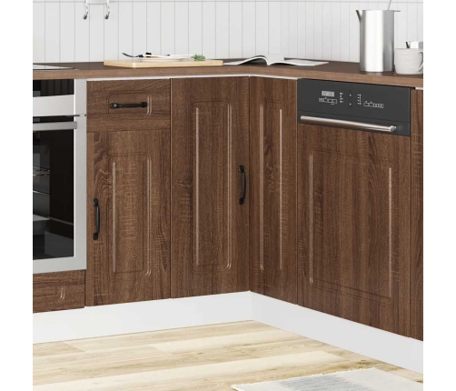 Mueble bajo esquinero de cocina Kalmar marrón roble