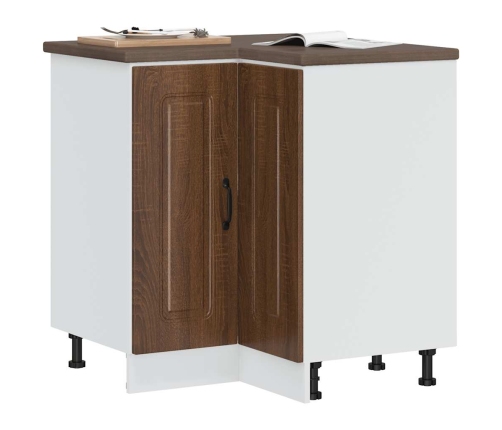 Mueble bajo esquinero de cocina Kalmar marrón roble