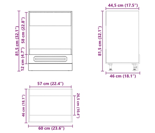 Mueble de horno Kalmar marrón roble madera reconstituida