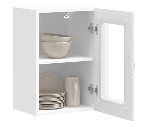 Armario pared cocina puerta cristal Kalmar blanca alto brillo