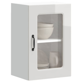 Armario pared cocina puerta cristal Kalmar blanca alto brillo