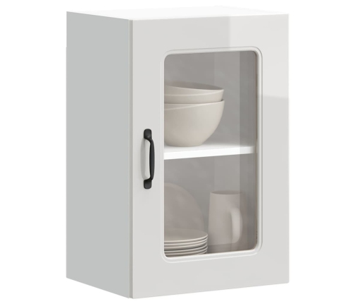 Armario pared cocina puerta cristal Kalmar blanca alto brillo