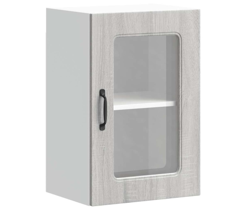 Armario pared cocina puerta de cristal Kalmar sonoma gris