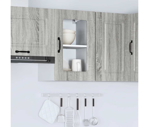 Armario pared cocina puerta de cristal Kalmar sonoma gris