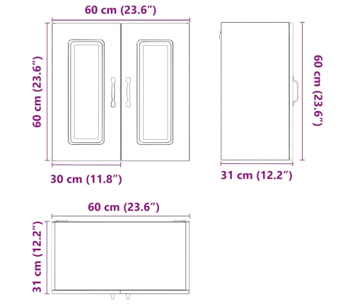 Armario de pared para cocina Kalmar madera de ingeniería blanca