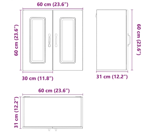 Mueble de pared de cocina Kalmar madera ingeniería sonoma gris