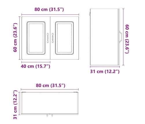 Armario de pared para cocina Kalmar de roble ahumado