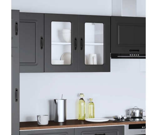 Armario pared cocina puerta de cristal Kalmar negra