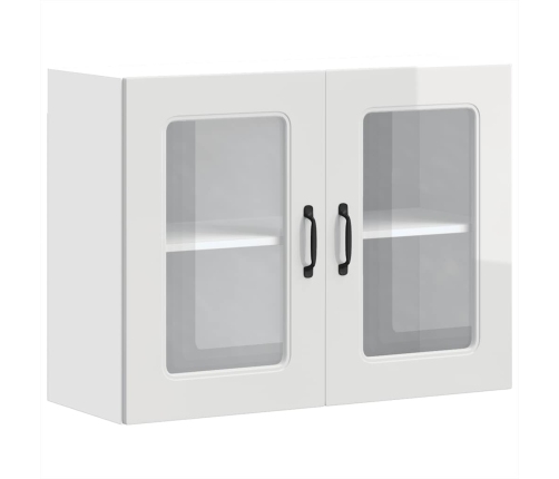 Armario pared cocina puerta cristal Kalmar blanca alto brillo